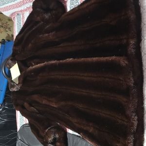 Dennis Basso brand new beautiful brown faux fur long coat